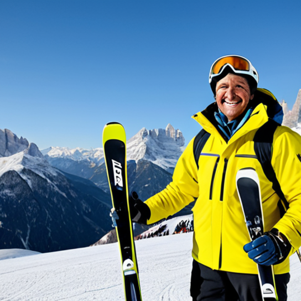 **
"A charismatic ski instructor, fully clothed in professional ski attire, stands proudly against a backdrop of the Dolomites. He's holding skis and wearing a warm smile, perfect anatomy, natural proportions. The scene captures the essence of Italian winter sports culture, emphasizing professionalism and friendliness. Safe for work, appropriate content, modest, family-friendly, high quality photo."
**