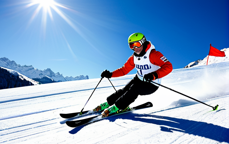 Focused Ski Instructor Candidate**
"A determined ski instructor candidate, fully clothed in professional ski attire, practicing giant slalom on a sunny Italian Alps slope, safe for work, appropriate content, perfect anatomy, natural pose, well-formed hands, professional, family-friendly, crisp focus, blue sky background."
**