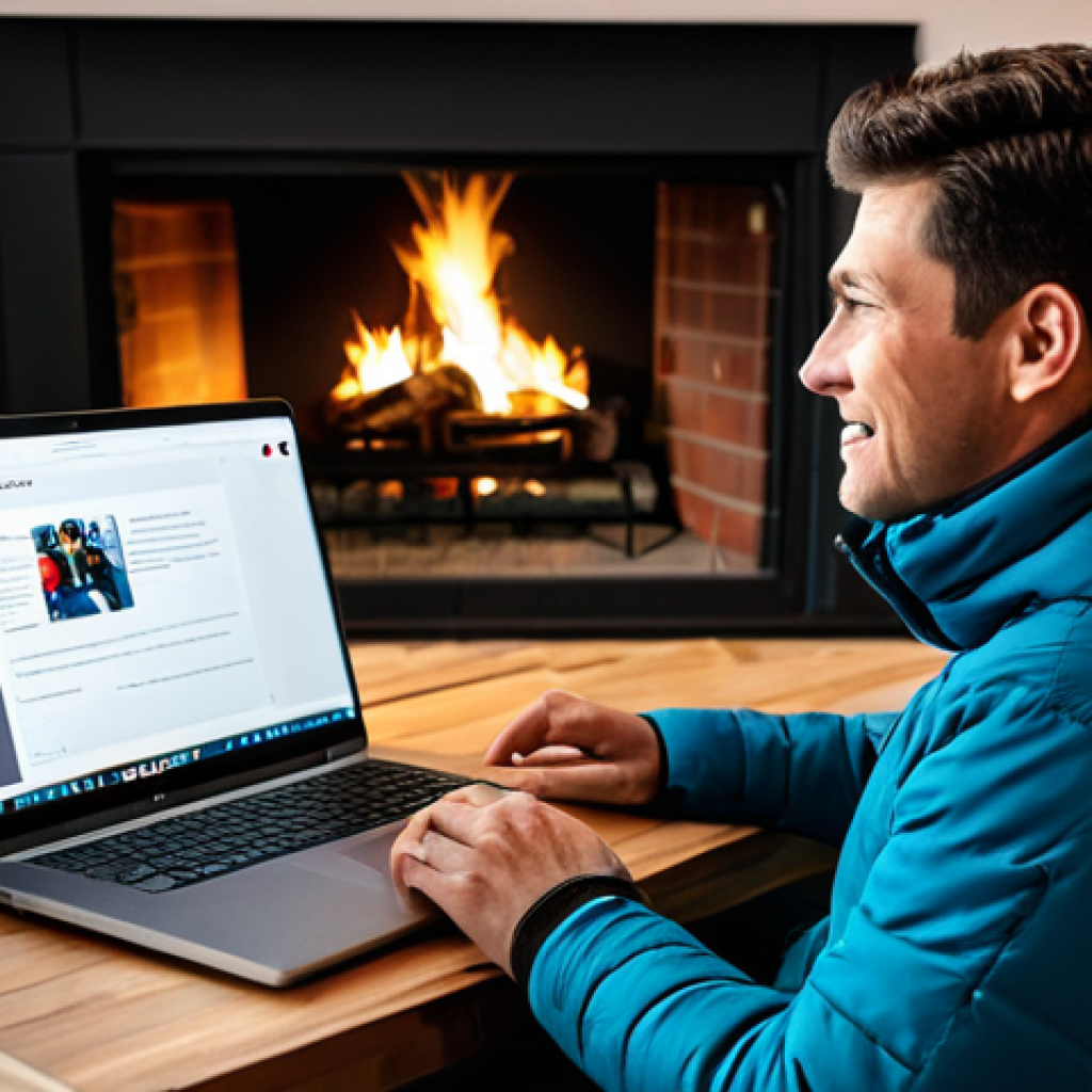 Ski Coaching Session**
A professional ski instructor, fully clothed in ski attire, providing online coaching to a student via laptop. The student is also fully clothed in ski gear, sitting in a cozy living room with a fireplace in the background. Safe for work, appropriate content, modest, professional setting, perfect anatomy, natural proportions, well-formed hands, proper finger count.
**