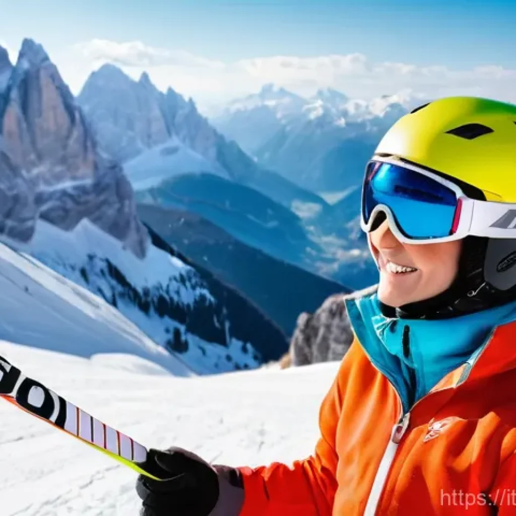 스키 강사의 레슨 후기 관리 - **Prompt:** A vibrant, high-definition photograph capturing the triumphant end of a ski lesson in th...