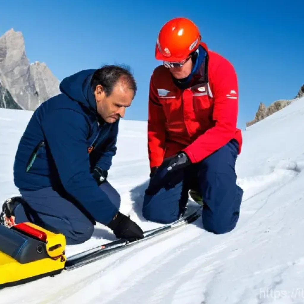스키 강사의 안전사고 대처법 - **Prompt:** A diverse group of professional Italian ski instructors, impeccably dressed in their nat...
