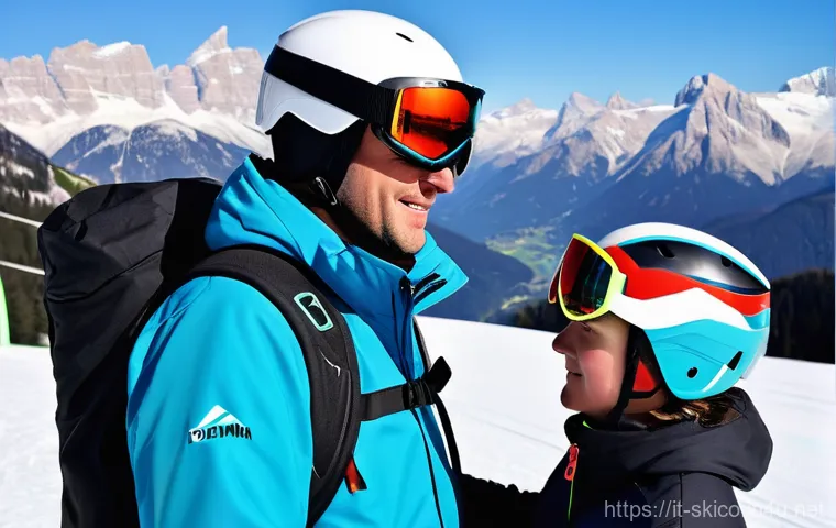 스키 강사의 고객 중심 접근법 - **Prompt:** A compassionate male ski instructor in his late 30s, wearing a sleek, professional black...