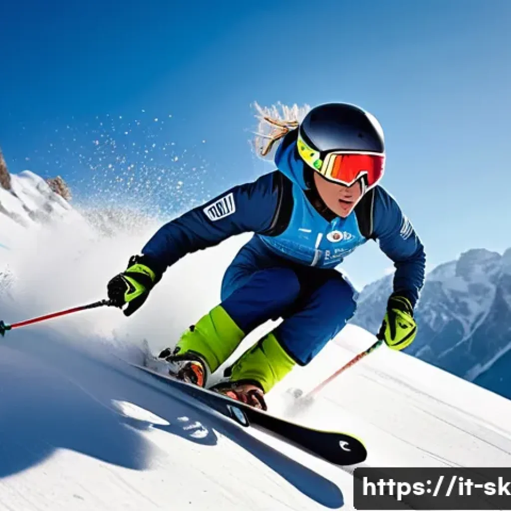 스키 강사 연봉 현실 - A highly skilled Italian ski instructor candidate, a focused young woman in her mid-20s, demonstrati...
