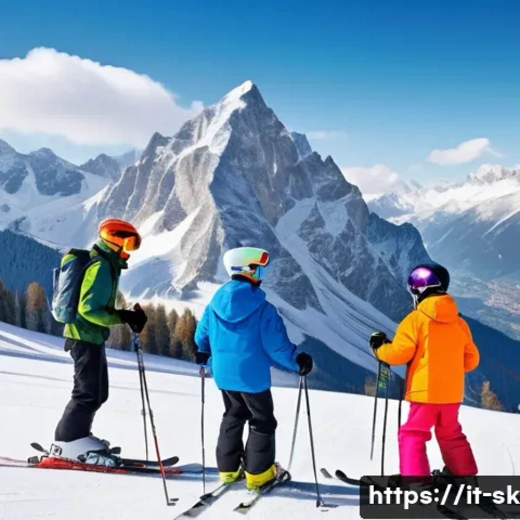 스키 강사의 이력서 작성법 - A professional ski instructor teaching a diverse group of students on a snowy mountain slope in the ...