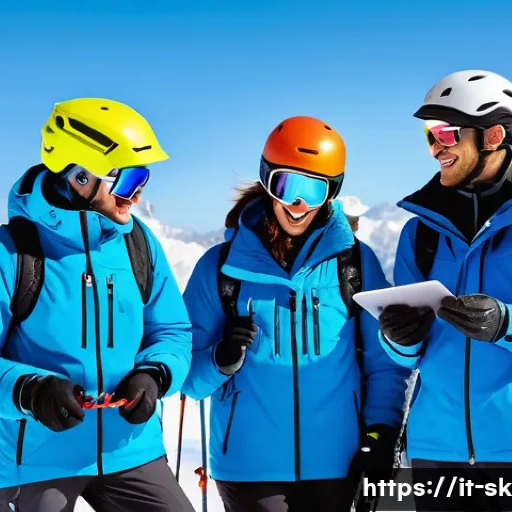 스키 강사의 동기부여 유지 방법 - A professional ski instructor teaching a diverse group of students on a snowy mountain slope in the ...