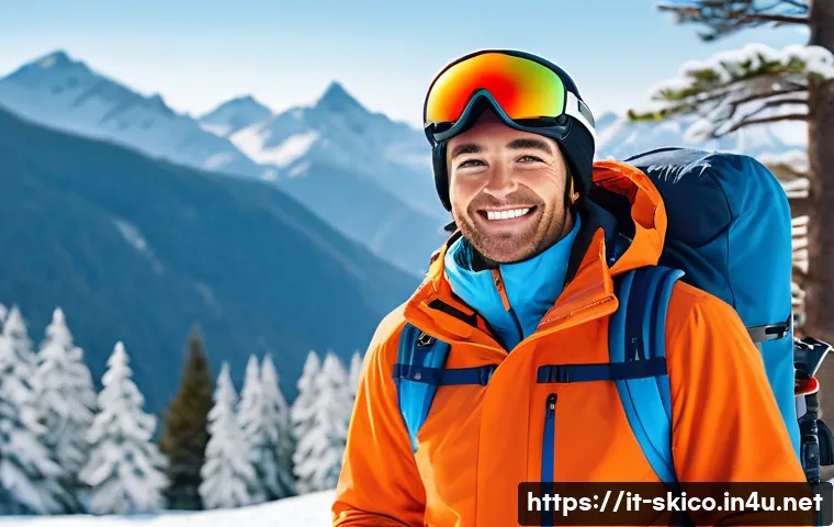 스키 강사의 소셜미디어 활용법 - A professional ski instructor outdoors on a snowy mountain slope during a sunny winter day, wearing ...