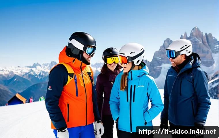 스키 강사의 고객 맞춤 전략 개발 - A detailed scene of a ski instructor conducting an initial evaluation with a diverse group of adult ...
