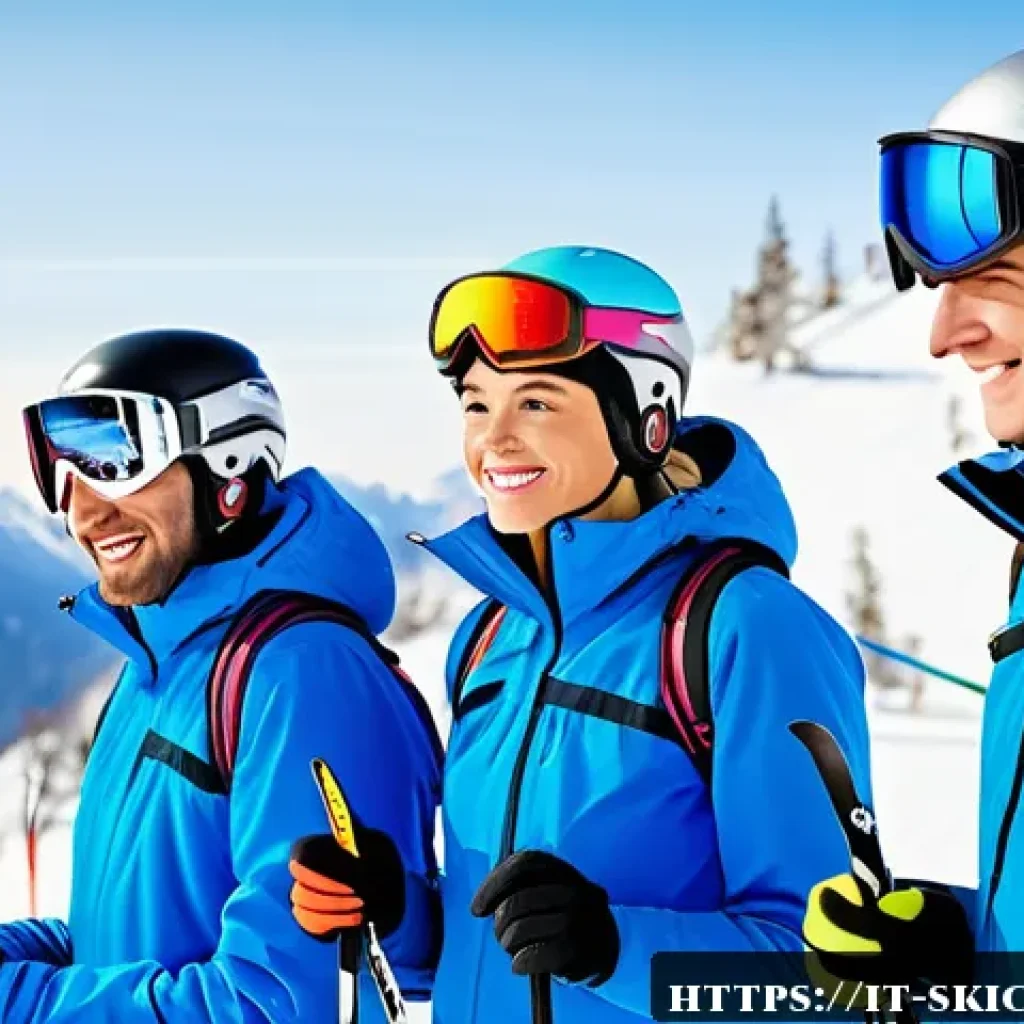 스키 강사의 강의 효과 분석 - A professional ski instructor attentively coaching a diverse group of adult students on a snowy moun...