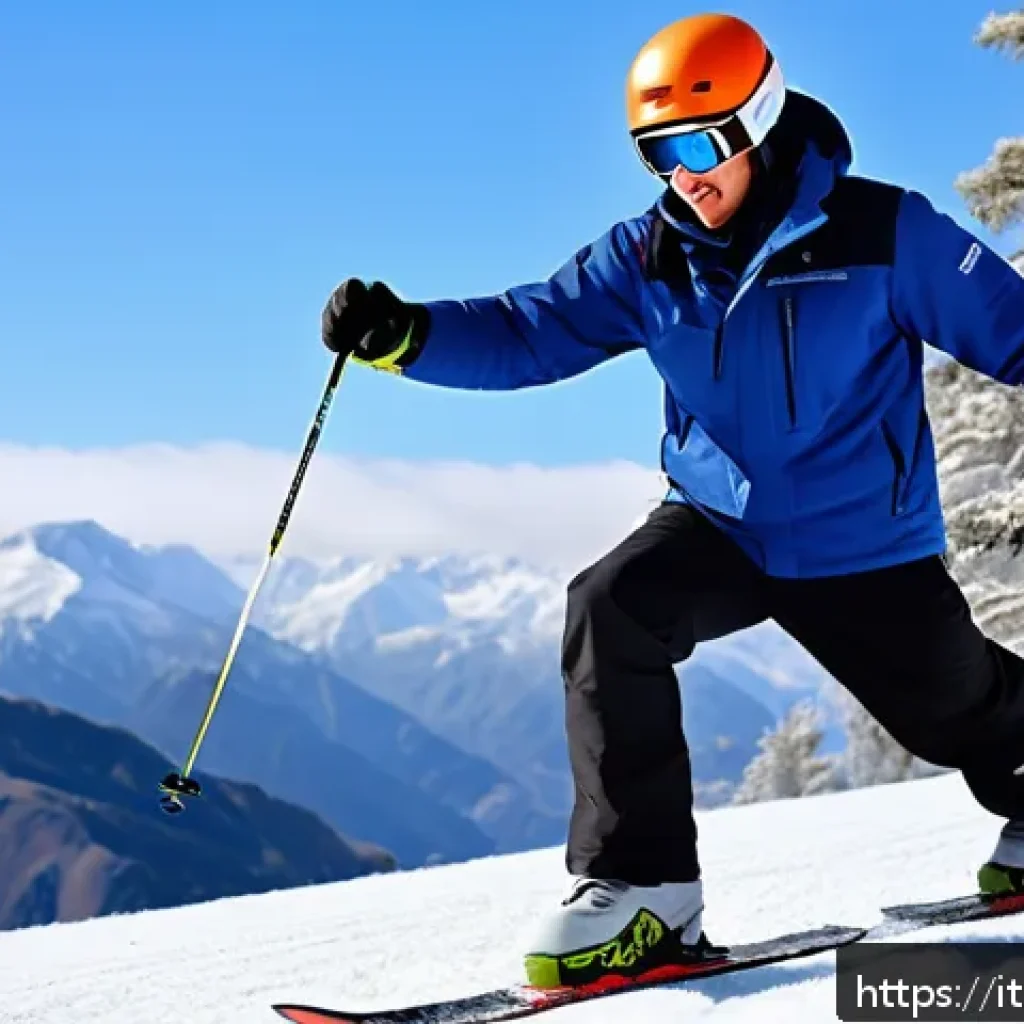스키 강사의 자격증 취득 팁 - A professional ski instructor training on a snowy mountain slope in the Italian Alps, wearing full t...