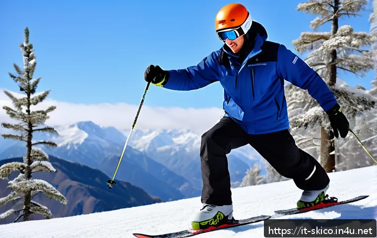 스키 강사의 자격증 취득 팁 - A professional ski instructor training on a snowy mountain slope in the Italian Alps, wearing full t...
