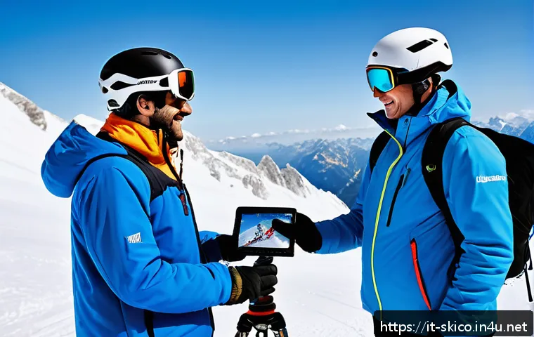 스키 강사의 고객 중심 전략 사례 - A professional Italian ski instructor conducting a personalized lesson on a snowy alpine slope, atte...