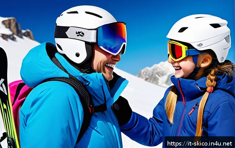 스키 강사의 효과적인 티칭 스타일 - A compassionate ski instructor attentively observing a young beginner skier’s facial expressions sho...