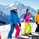 Home 22 스키 강사의 커뮤니케이션 장애 극복법 - A diverse group of adult ski students from different nationalities wearing colorful ski jackets, hel...