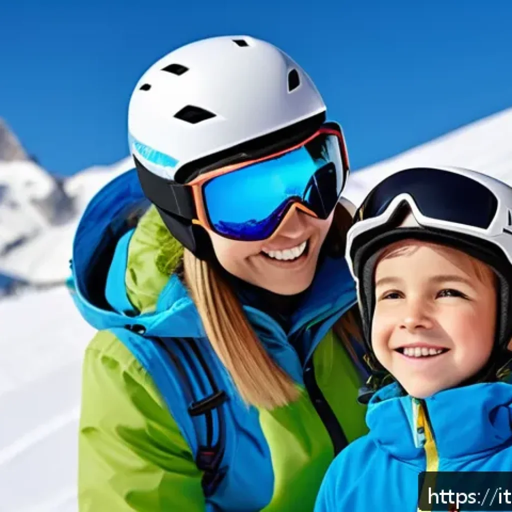 스키 강사의 멘토링 프로그램 운영 사례 - A professional ski instructor and a young student wearing colorful ski outfits and helmets, engaged ...