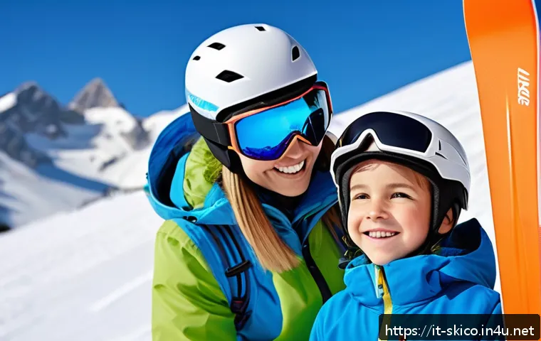 스키 강사의 멘토링 프로그램 운영 사례 - A professional ski instructor and a young student wearing colorful ski outfits and helmets, engaged ...