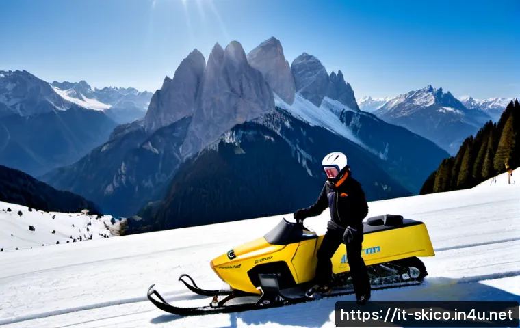 Home 17 스키 강사의 초보자 대상 안전 수업 사례 - Photorealistic beginner ski safety lesson at a gentle alpine nursery slope in the Italian Dolomites,...